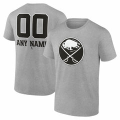 Buffalo Sabres Big & Tall Personalized Name & Number Monochrome T-Shirt Gray