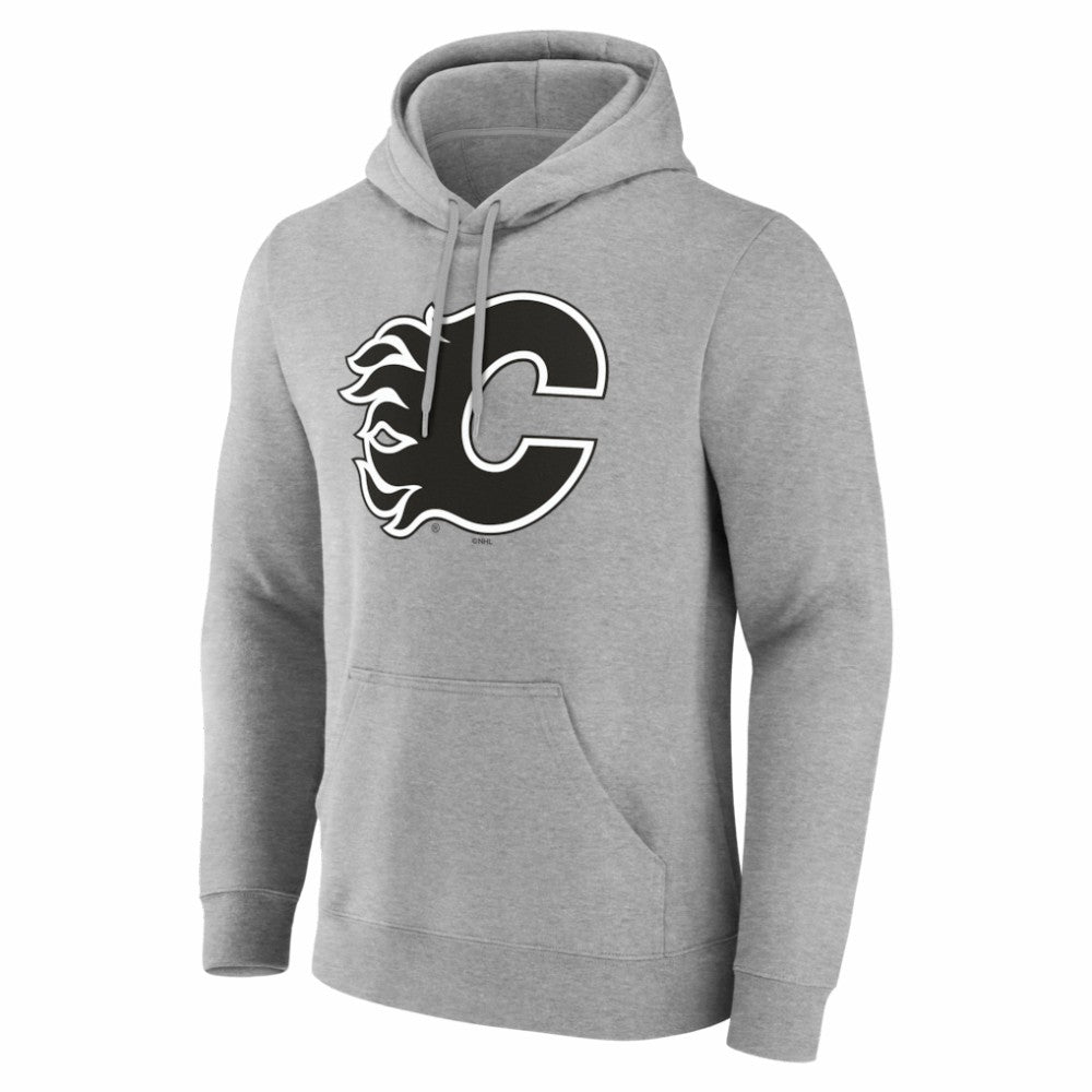 Calgary Flames Big & Tall Personalized Name & Number Monochrome Pullover Hoodie Gray