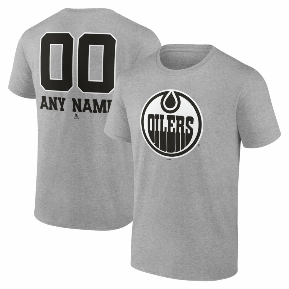 Edmonton Oilers Big & Tall Personalized Name & Number Monochrome T-Shirt Gray
