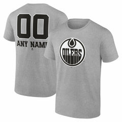 Edmonton Oilers Big & Tall Personalized Name & Number Monochrome T-Shirt Gray
