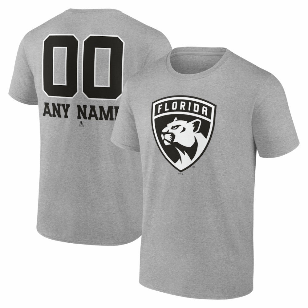 Florida Panthers Big & Tall Personalized Name & Number Monochrome T-Shirt Gray