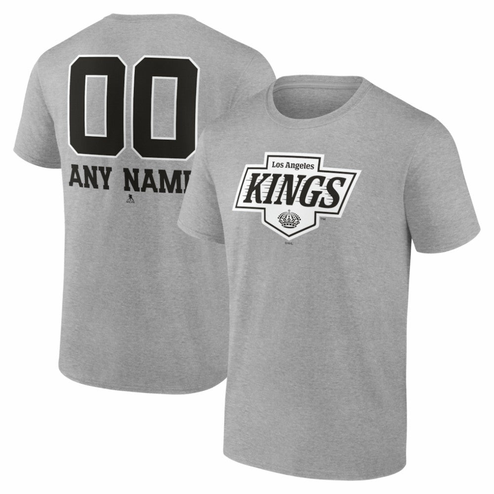 Los Angeles Kings Big & Tall Personalized Name & Number Monochrome T-Shirt Gray
