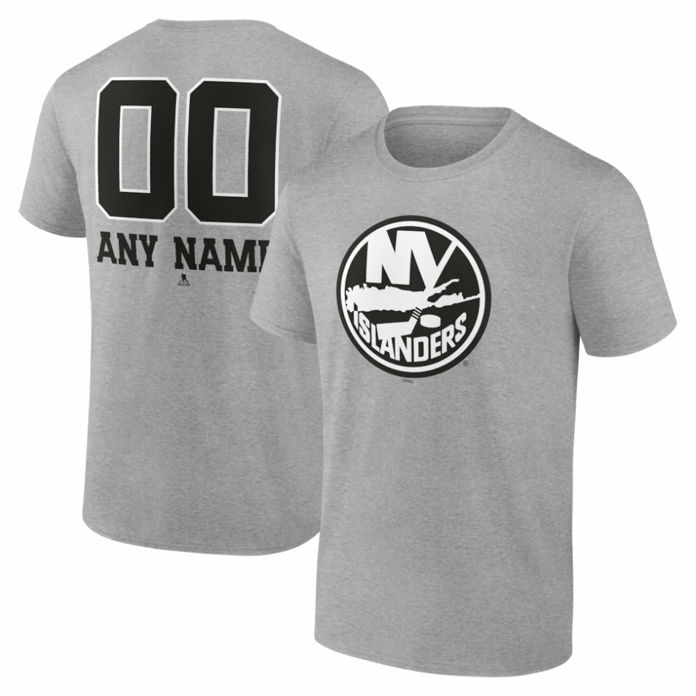 New York Islanders Big & Tall Personalized Name & Number Monochrome T-Shirt Gray