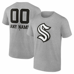 Seattle Kraken Big & Tall Personalized Name & Number Monochrome T-Shirt Gray