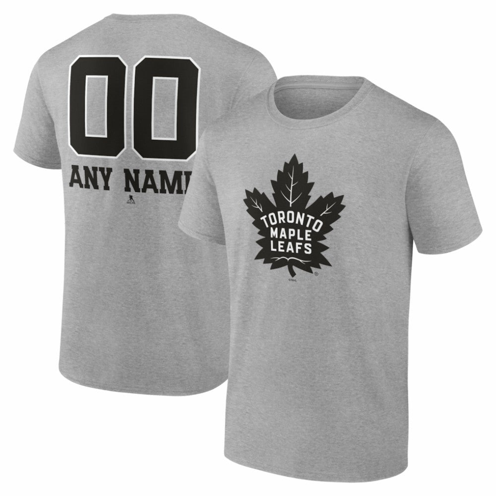 Toronto Maple Leafs Big & Tall Personalized Name & Number Monochrome T-Shirt Gray