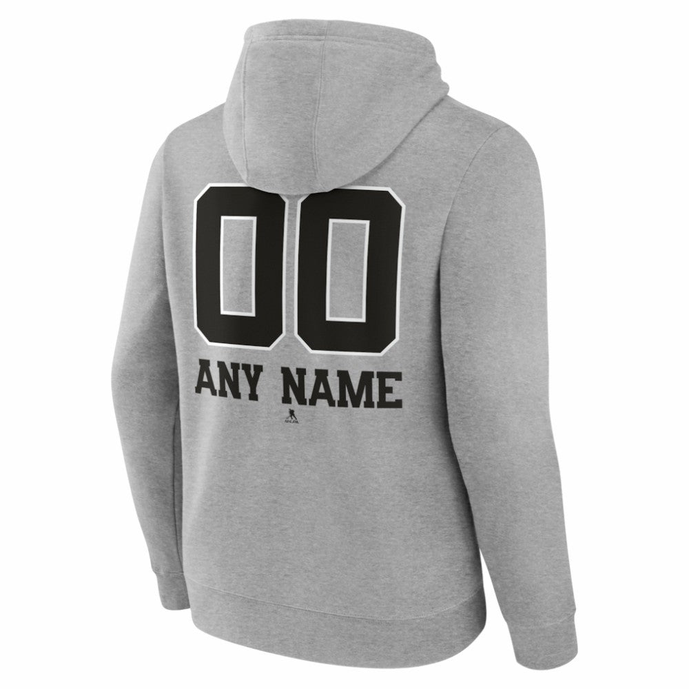 Winnipeg Jets Big & Tall Personalized Name & Number Monochrome Pullover Hoodie Gray