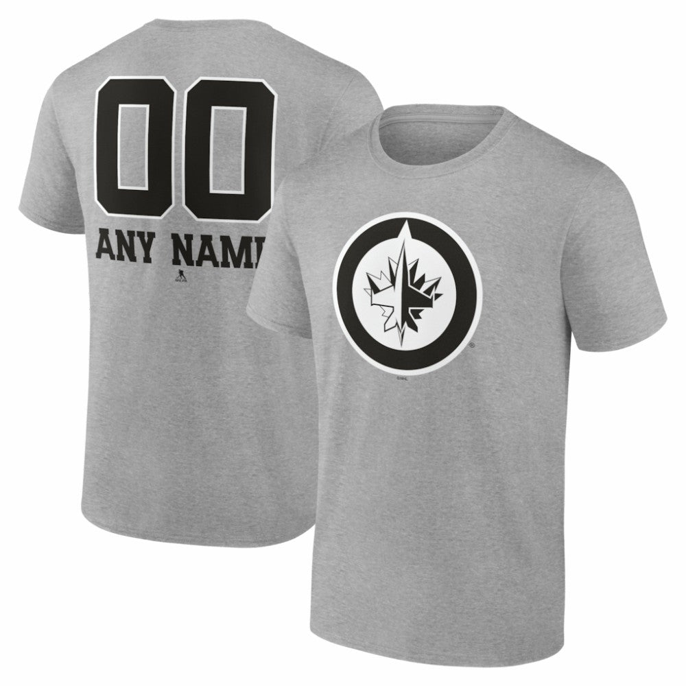 Winnipeg Jets Big & Tall Personalized Name & Number Monochrome T-Shirt Gray