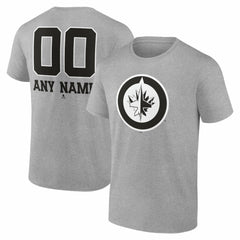 Winnipeg Jets Big & Tall Personalized Name & Number Monochrome T-Shirt Gray