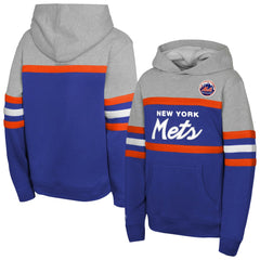 New York Mets Youth Cooperstown Head Coach Pullover Hoodie Royal/Grey | Mitchell & Ness