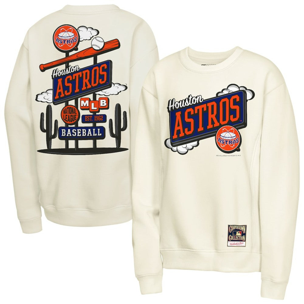 Houston Astros Youth Retro Billboard Sweatshirt Natural | Mitchell & Ness