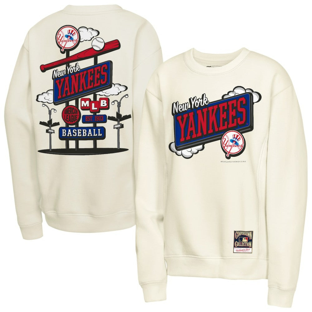 New York Yankees Youth Retro Billboard Sweatshirt Natural | Mitchell & Ness