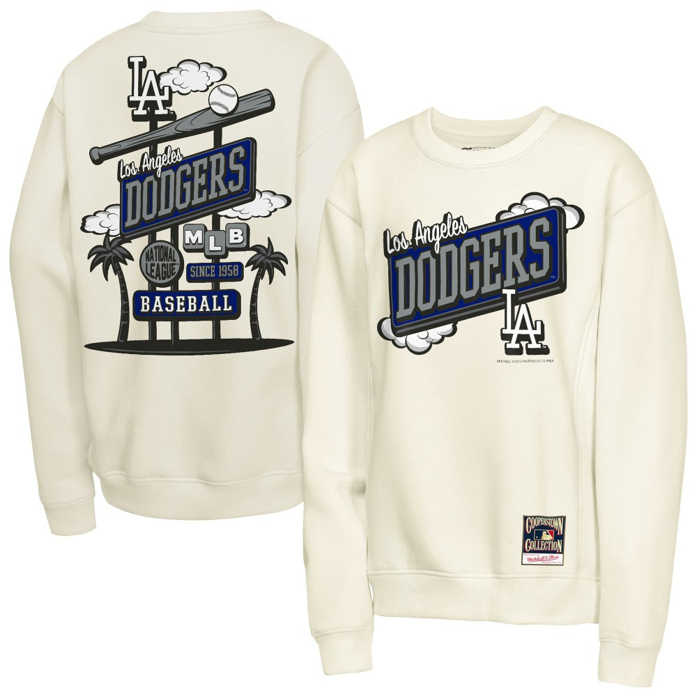 Los Angeles Dodgers Youth Retro Billboard Sweatshirt Natural | Mitchell & Ness