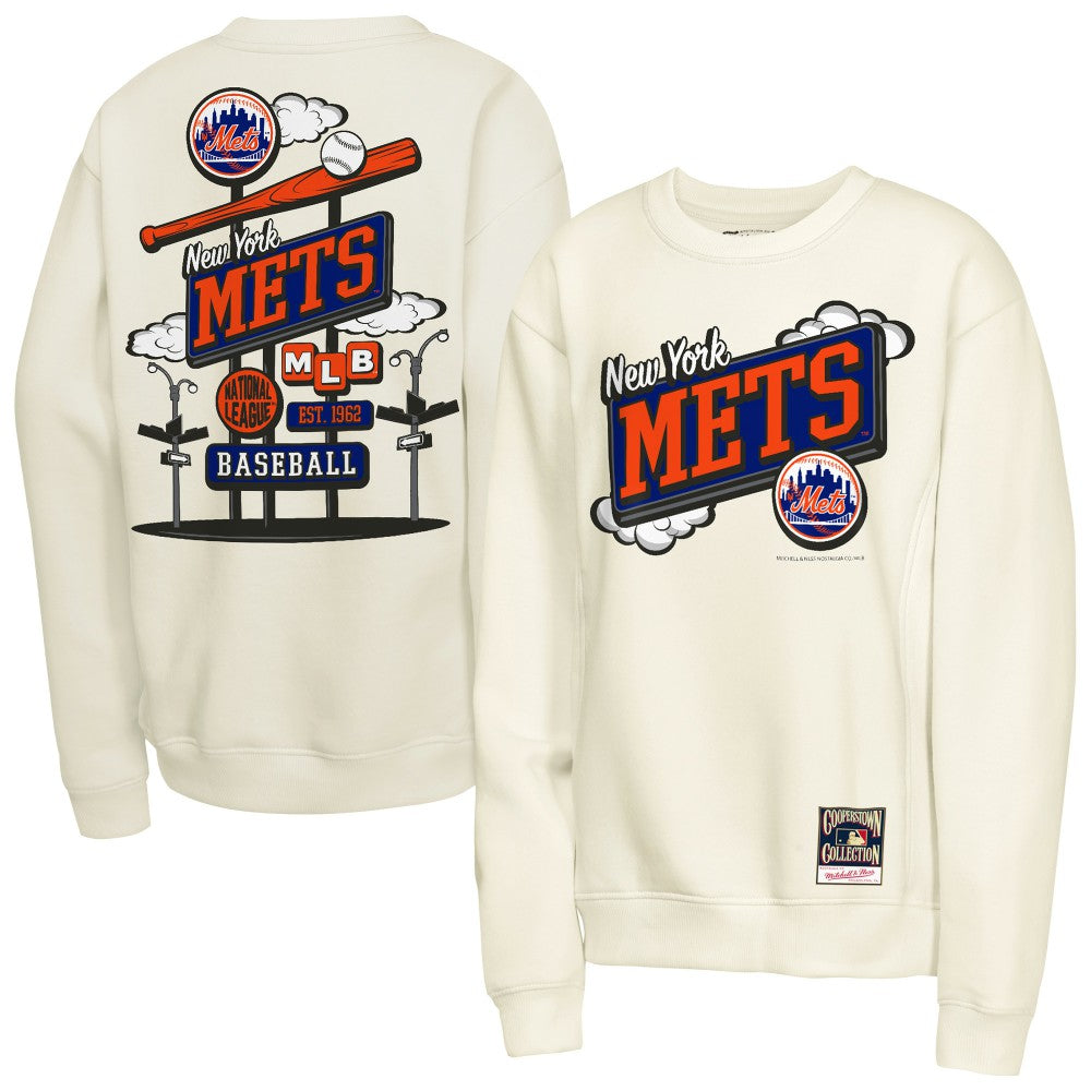 New York Mets Youth Retro Billboard Sweatshirt Natural | Mitchell & Ness
