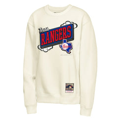 Texas Rangers Youth Retro Billboard Sweatshirt Natural | Mitchell & Ness