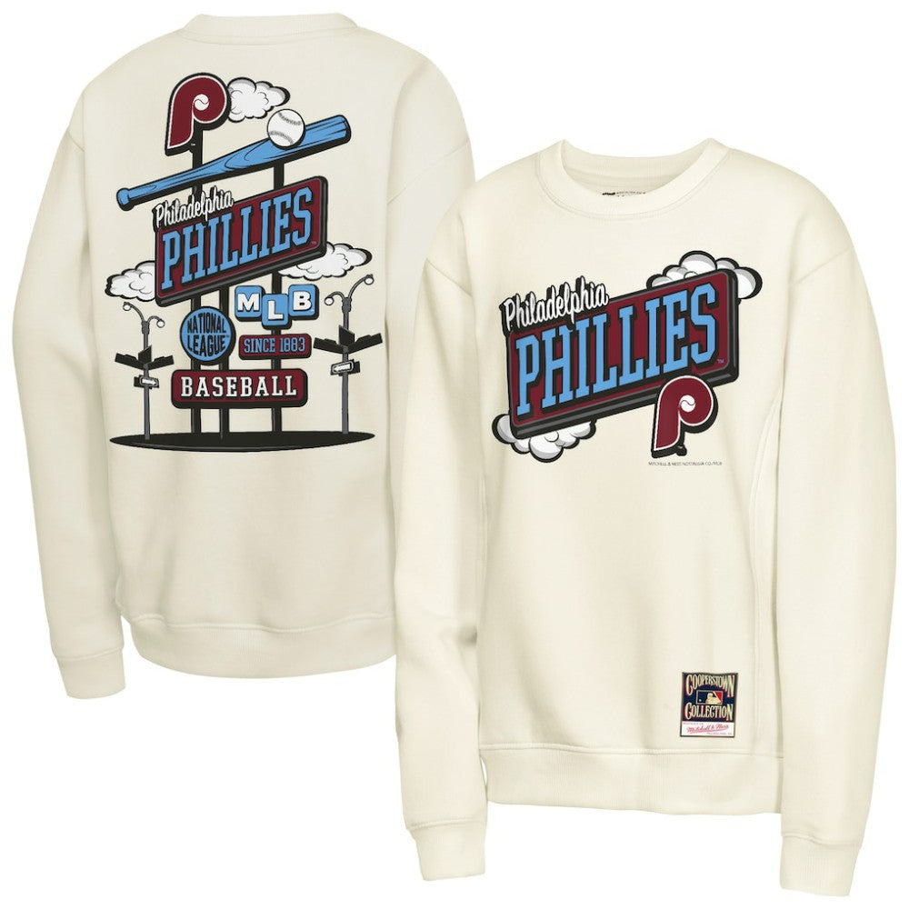 Philadelphia Phillies Youth Retro Billboard Sweatshirt Natural | Mitchell & Ness