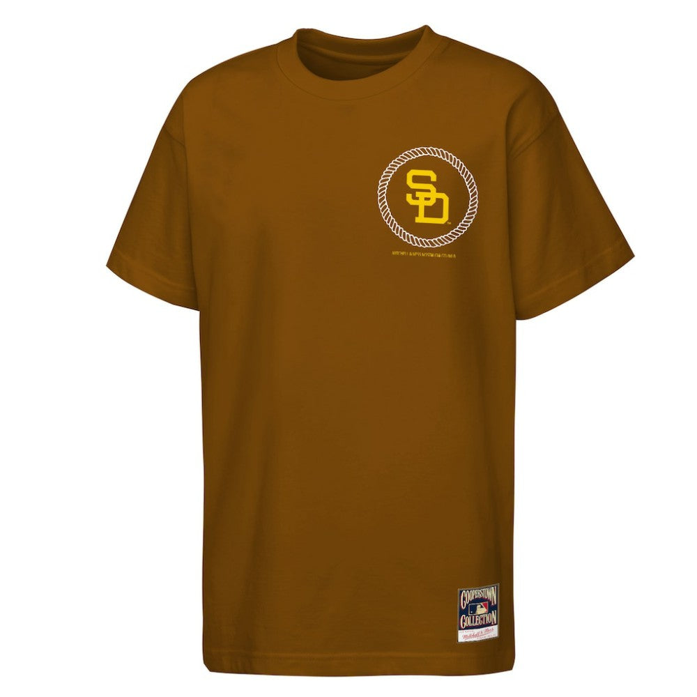 San Diego Padres Youth Cooperstown Rodeo Rope T-Shirt Brown | Mitchell & Ness