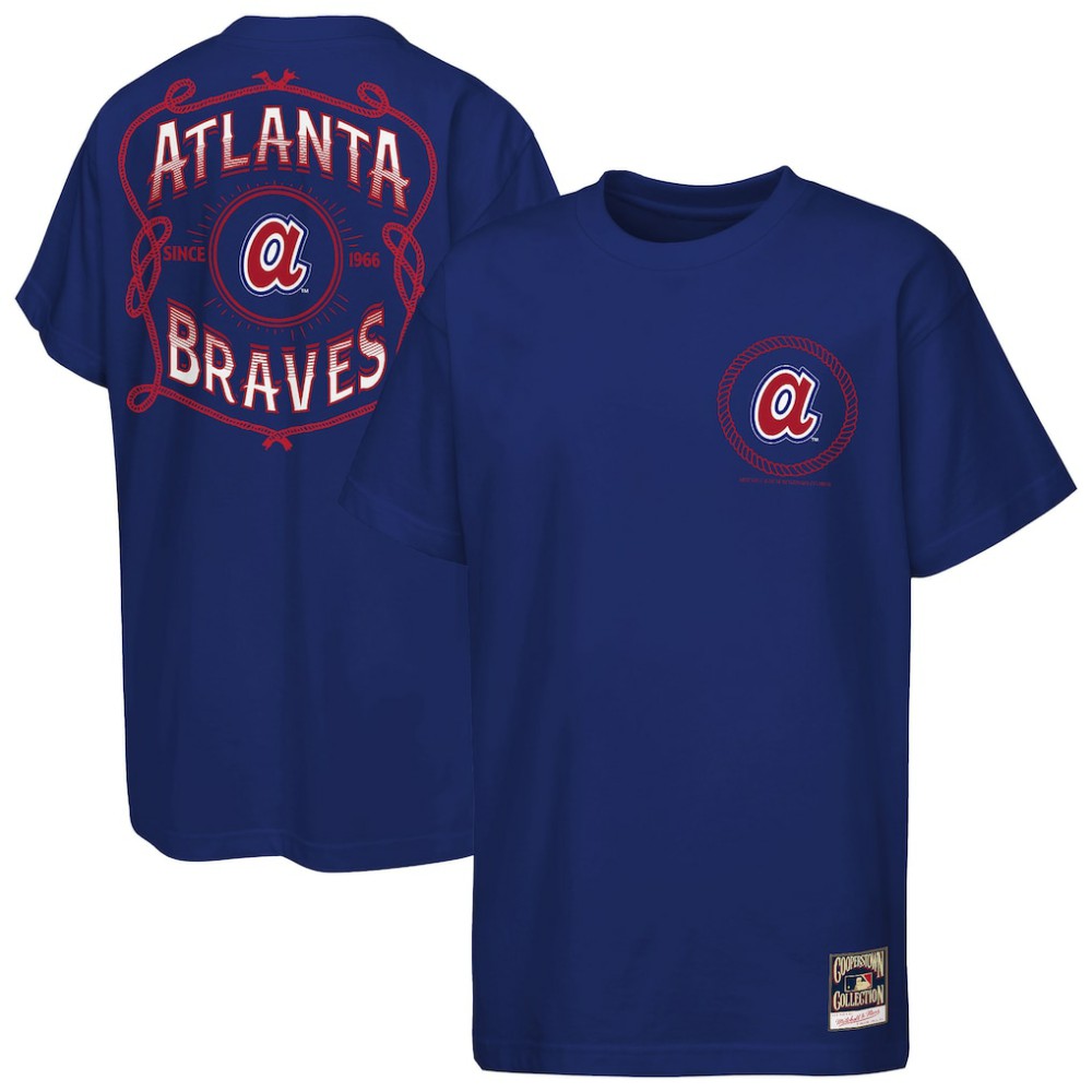 Atlanta Braves Youth Cooperstown Rodeo Rope T-Shirt Navy | Mitchell & Ness