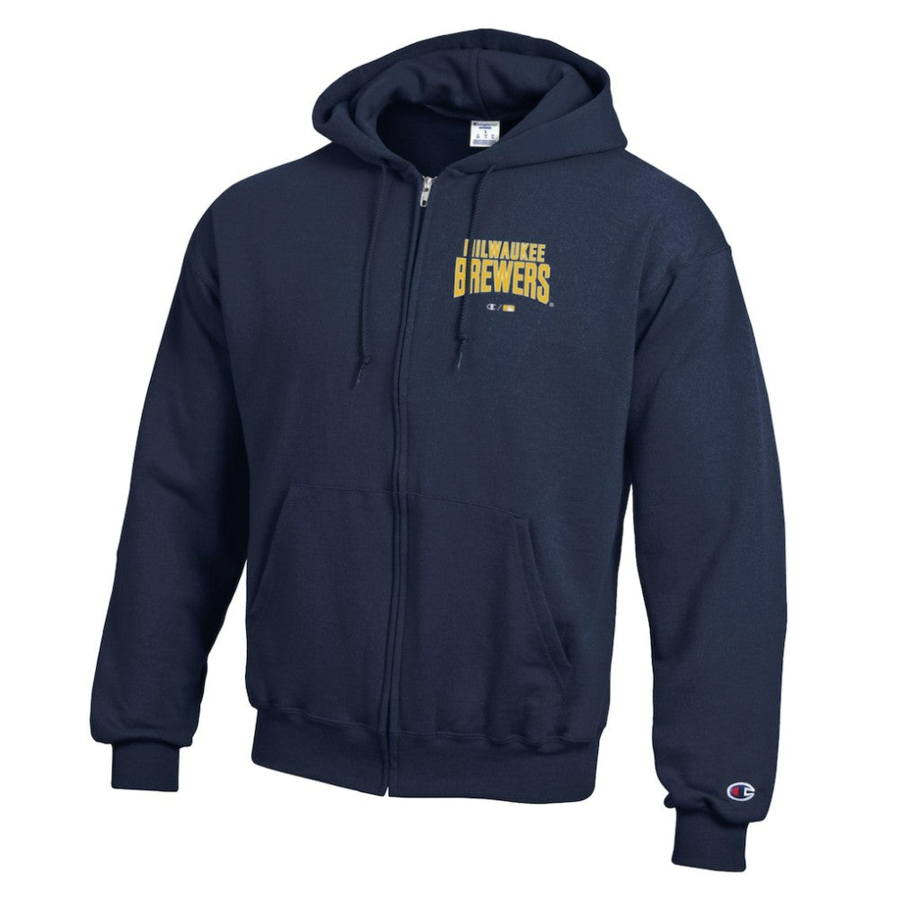 Milwaukee Brewers Champion Eco Powerblend Full-Zip Hoodie Navy