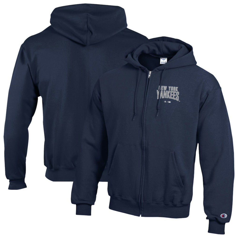 New York Yankees Champion Eco Powerblend Full-Zip Hoodie Navy
