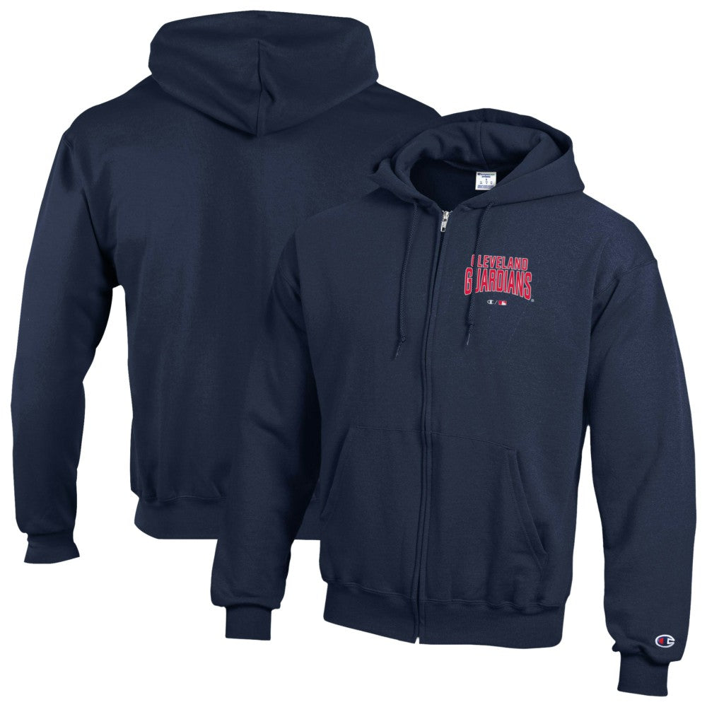 Cleveland Guardians Champion Eco Powerblend Full-Zip Hoodie Navy