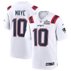 Drake Maye New England Patriots Super Bowl LX Patch Game Jersey - White