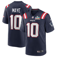 Drake Maye New England Patriots Super Bowl LX Patch Game Jersey - Navy