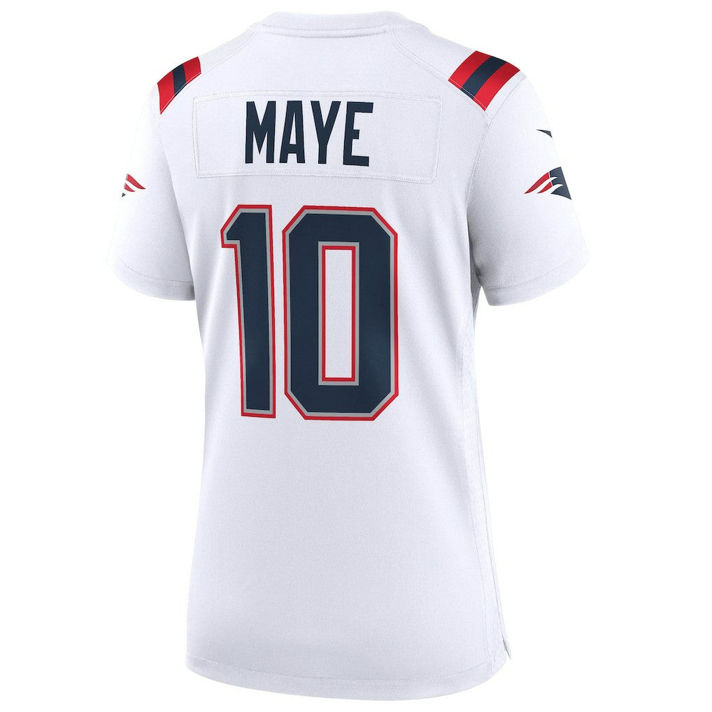 Drake Maye New England Patriots Women's Super Bowl LX Patch Game Jersey - White
