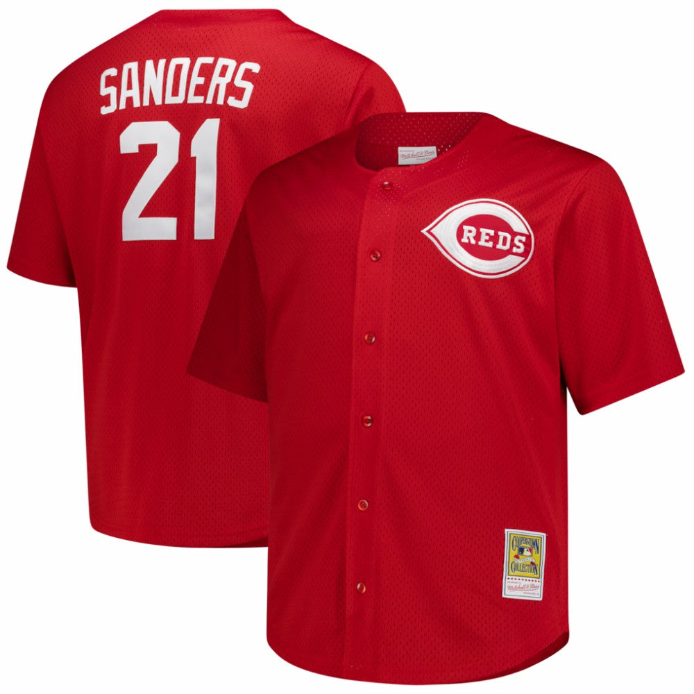 Deion Sanders Cincinnati Reds Big & Tall Cooperstown Mesh Batting Practice Jersey Red | Mitchell & Ness
