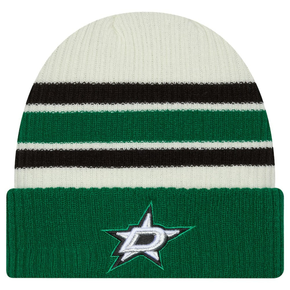 Dallas Stars New Era Vintage Cuffed Knit Hat Cream/Kelly Green