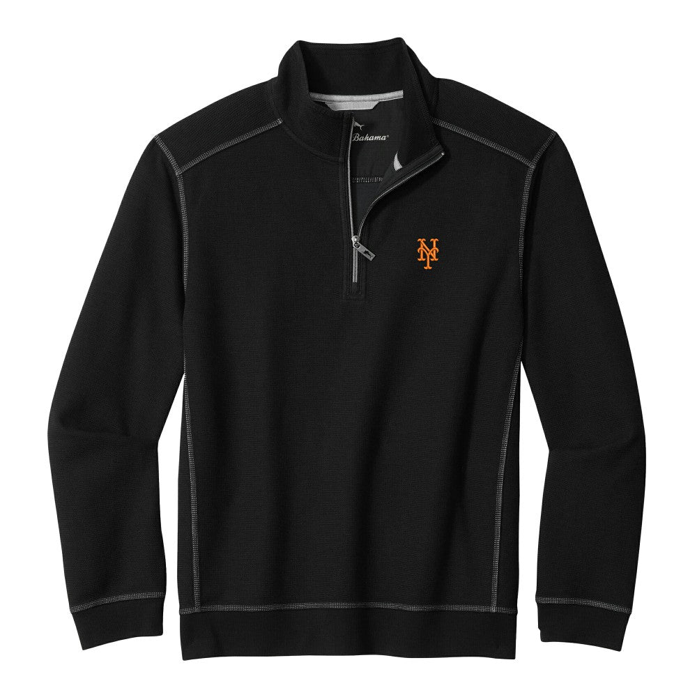New York Mets Tommy Bahama Montego Bay Half-Zip Sweatshirt Black