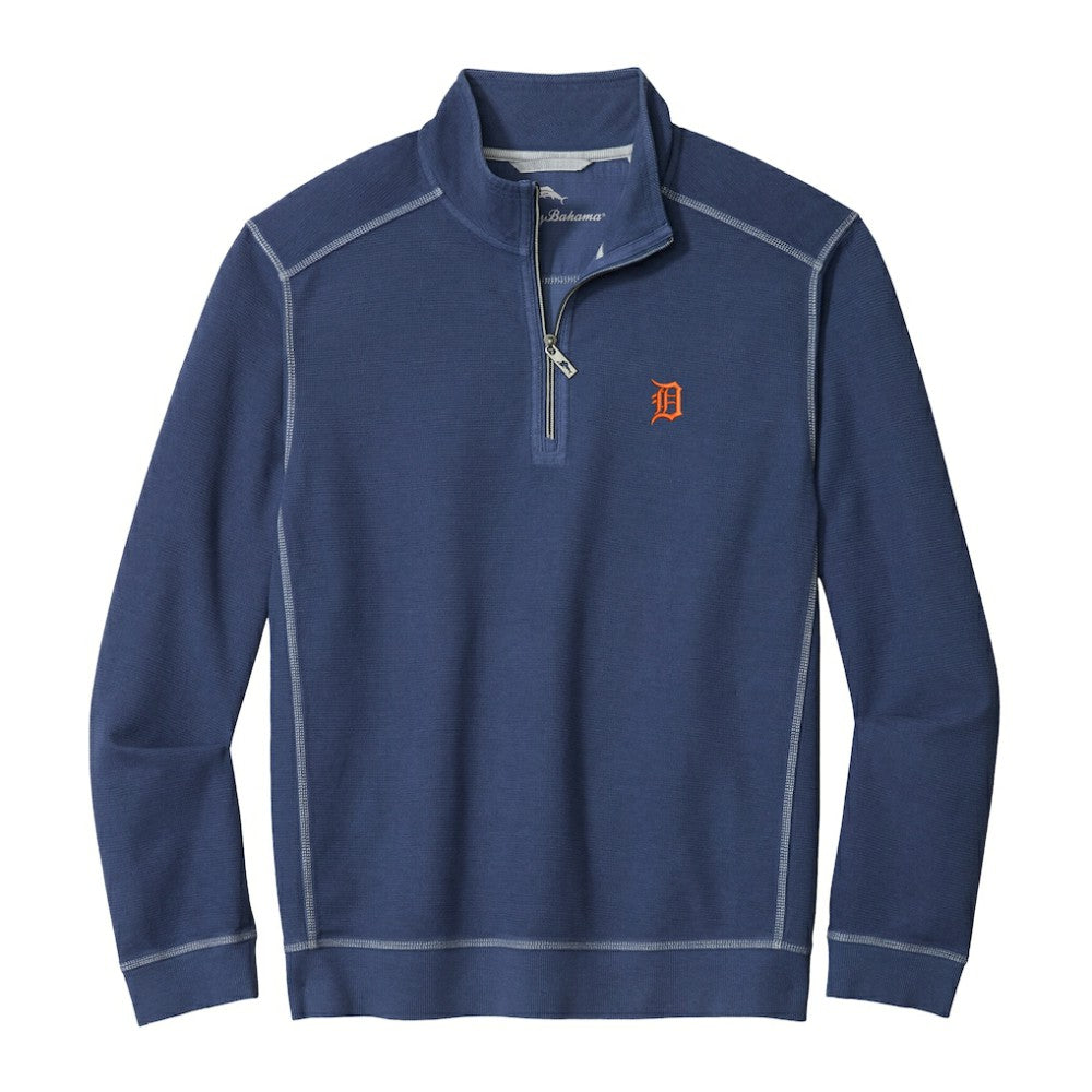 Detroit Tigers Tommy Bahama Montego Bay Half-Zip Sweatshirt Navy