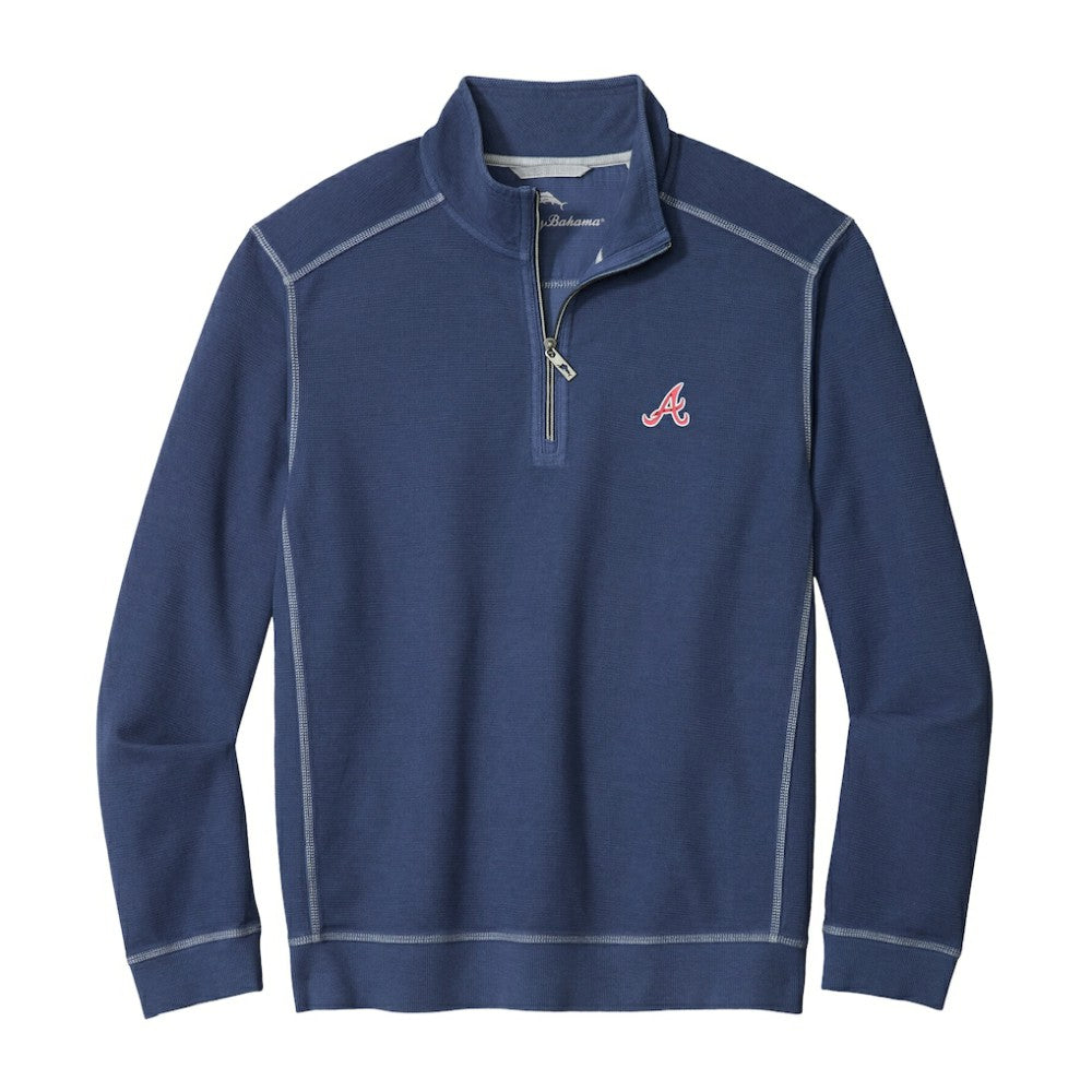 Atlanta Braves Tommy Bahama Montego Bay Half-Zip Sweatshirt Navy