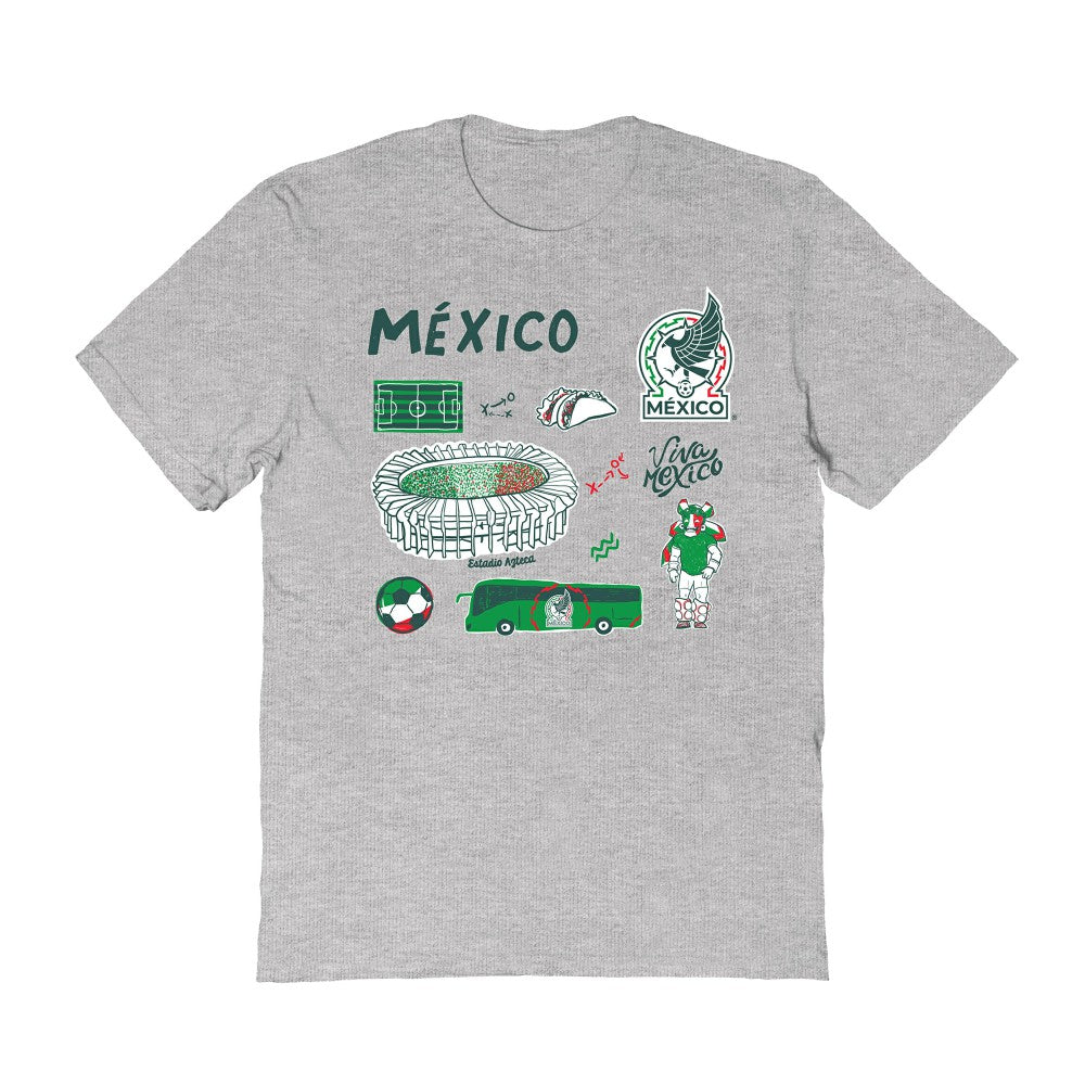 Mexico National Team Vive La Fete Women's Impressions Icons T-Shirt Gray