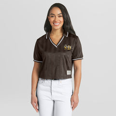 San Diego Padres WEAR by Erin Andrews Women's Cropped Polo Brown
