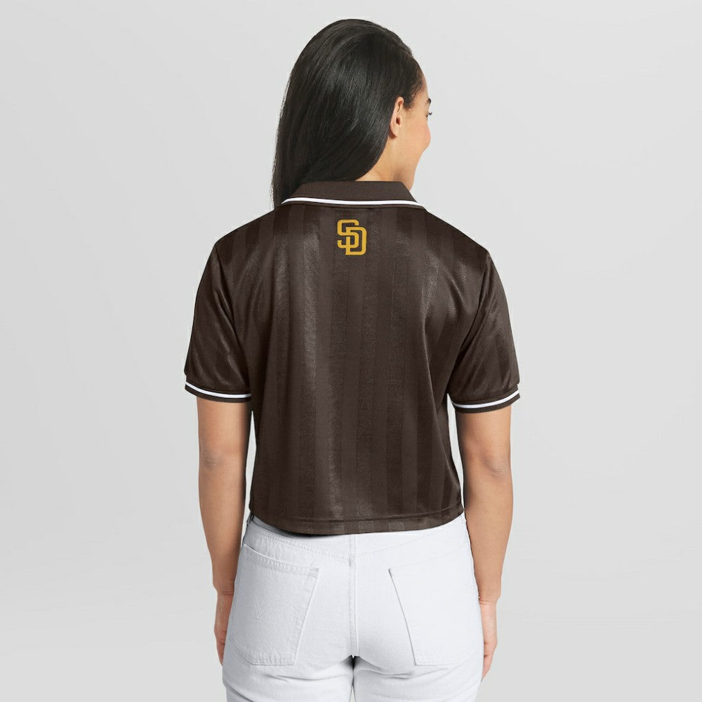 San Diego Padres WEAR by Erin Andrews Women's Cropped Polo Brown