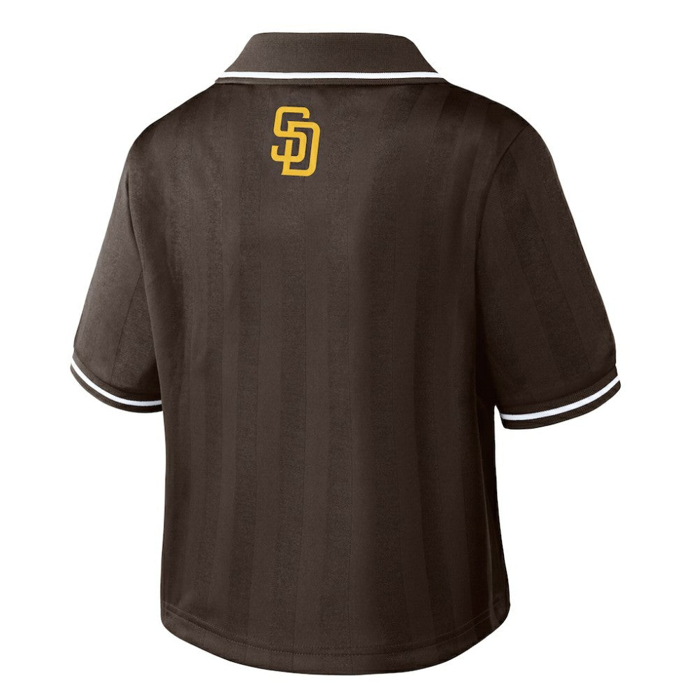 San Diego Padres WEAR by Erin Andrews Women's Cropped Polo Brown