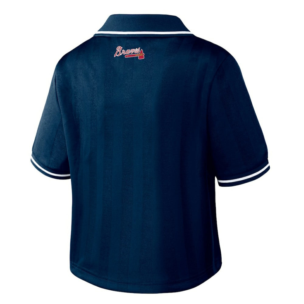 Atlanta Braves WEAR by Erin Andrews Women's Cropped Polo Navy