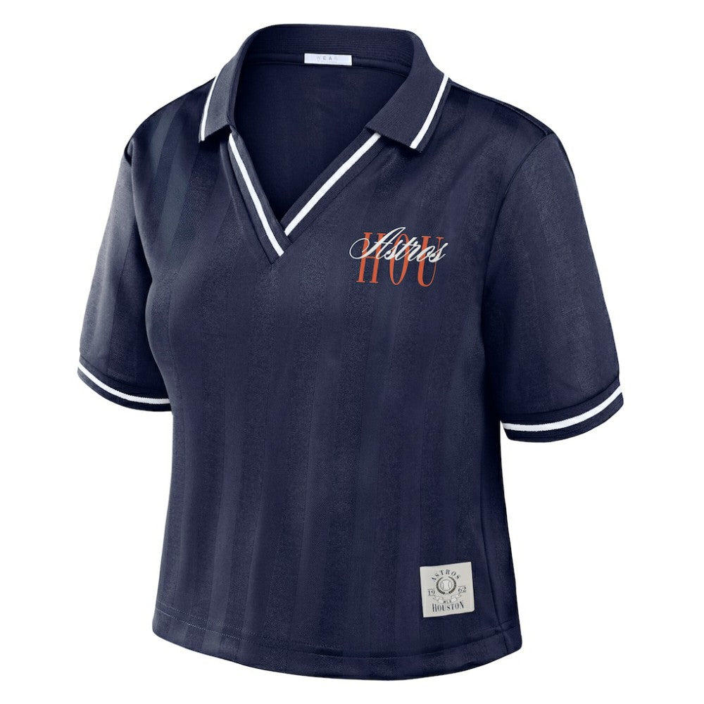 Houston Astros WEAR by Erin Andrews Women's Cropped Polo Navy