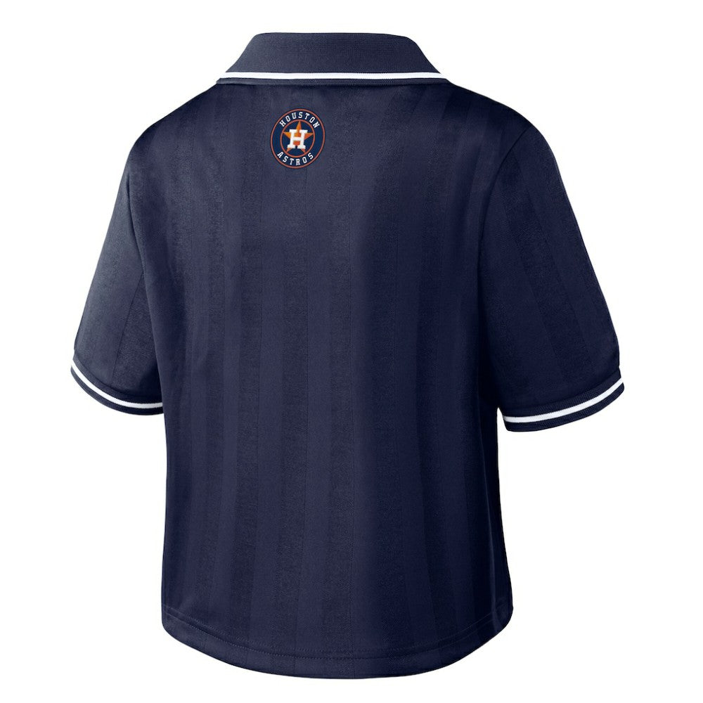 Houston Astros WEAR by Erin Andrews Women's Cropped Polo Navy
