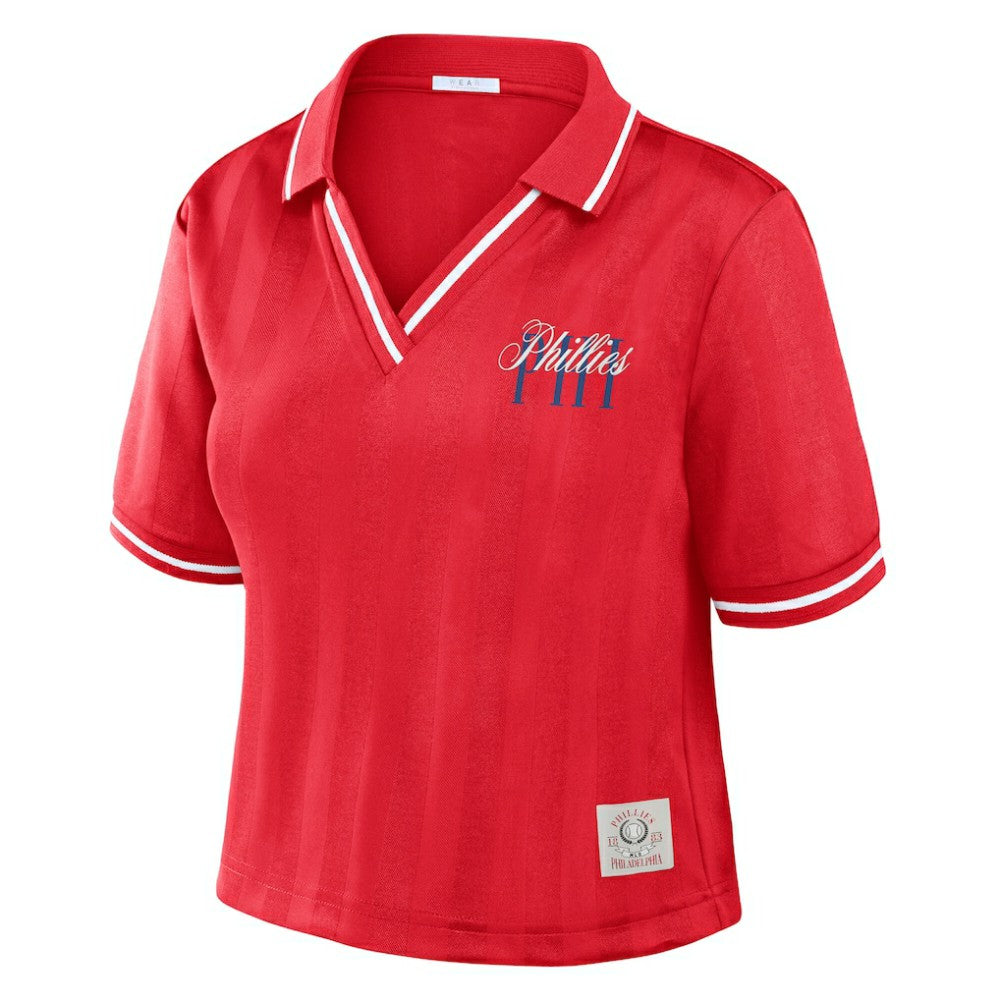 Philadelphia Phillies WEAR by Erin Andrews Women's Cropped Polo Red