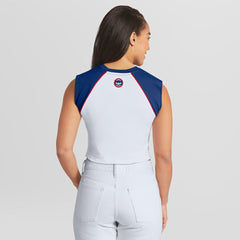 Chicago Cubs WEAR by Erin Andrews Women's Cooperstown Cropped Raglan Tank Top White