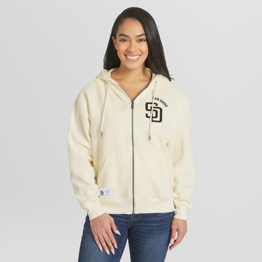 San Diego Padres WEAR by Erin Andrews Women's Full-Zip Hoodie Cream