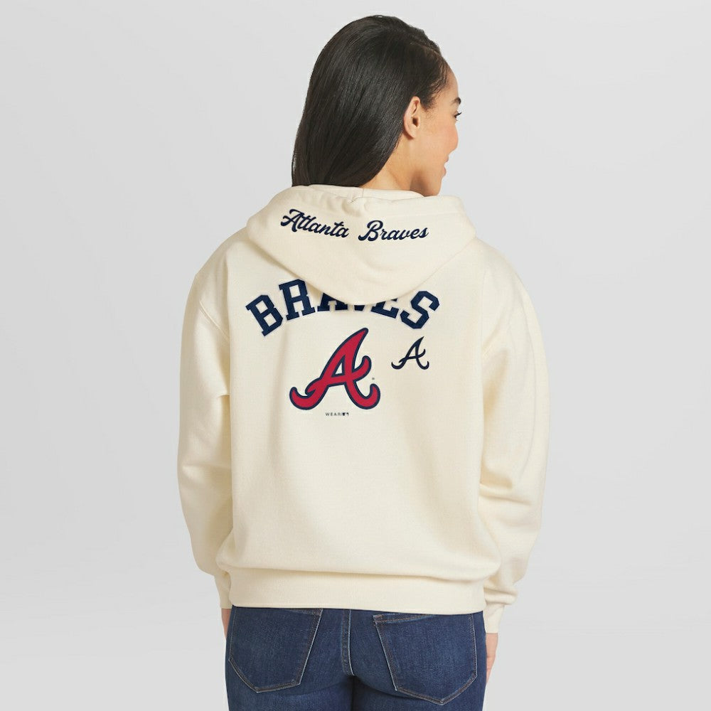 Atlanta Braves WEAR by Erin Andrews Women's Full-Zip Hoodie Cream