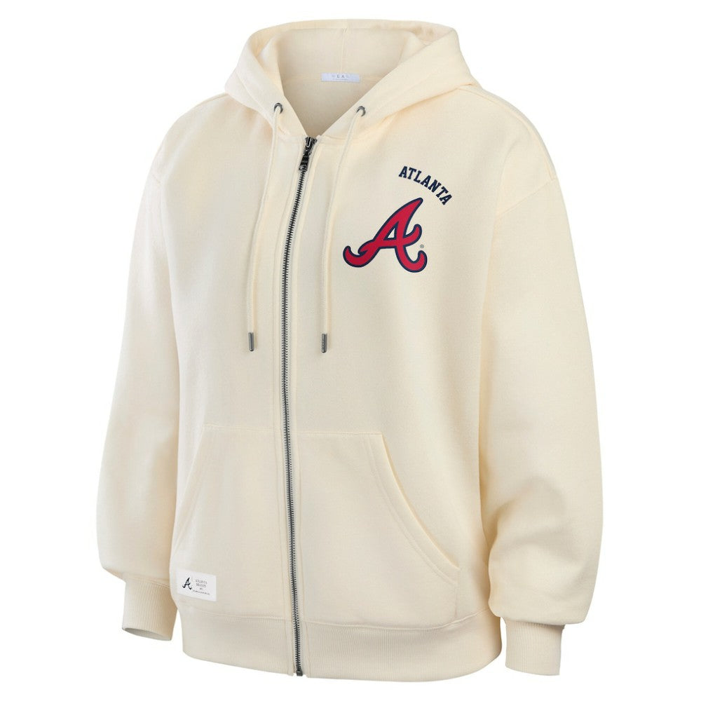 Atlanta Braves WEAR by Erin Andrews Women's Full-Zip Hoodie Cream