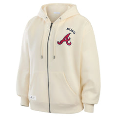 Atlanta Braves WEAR by Erin Andrews Women's Full-Zip Hoodie Cream