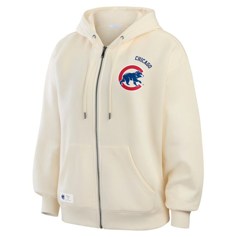 Chicago Cubs WEAR by Erin Andrews Women's Full-Zip Hoodie Cream
