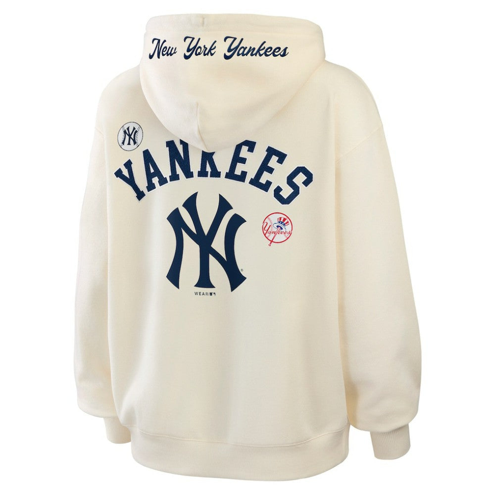 New York Yankees WEAR by Erin Andrews Women's Full-Zip Hoodie Cream