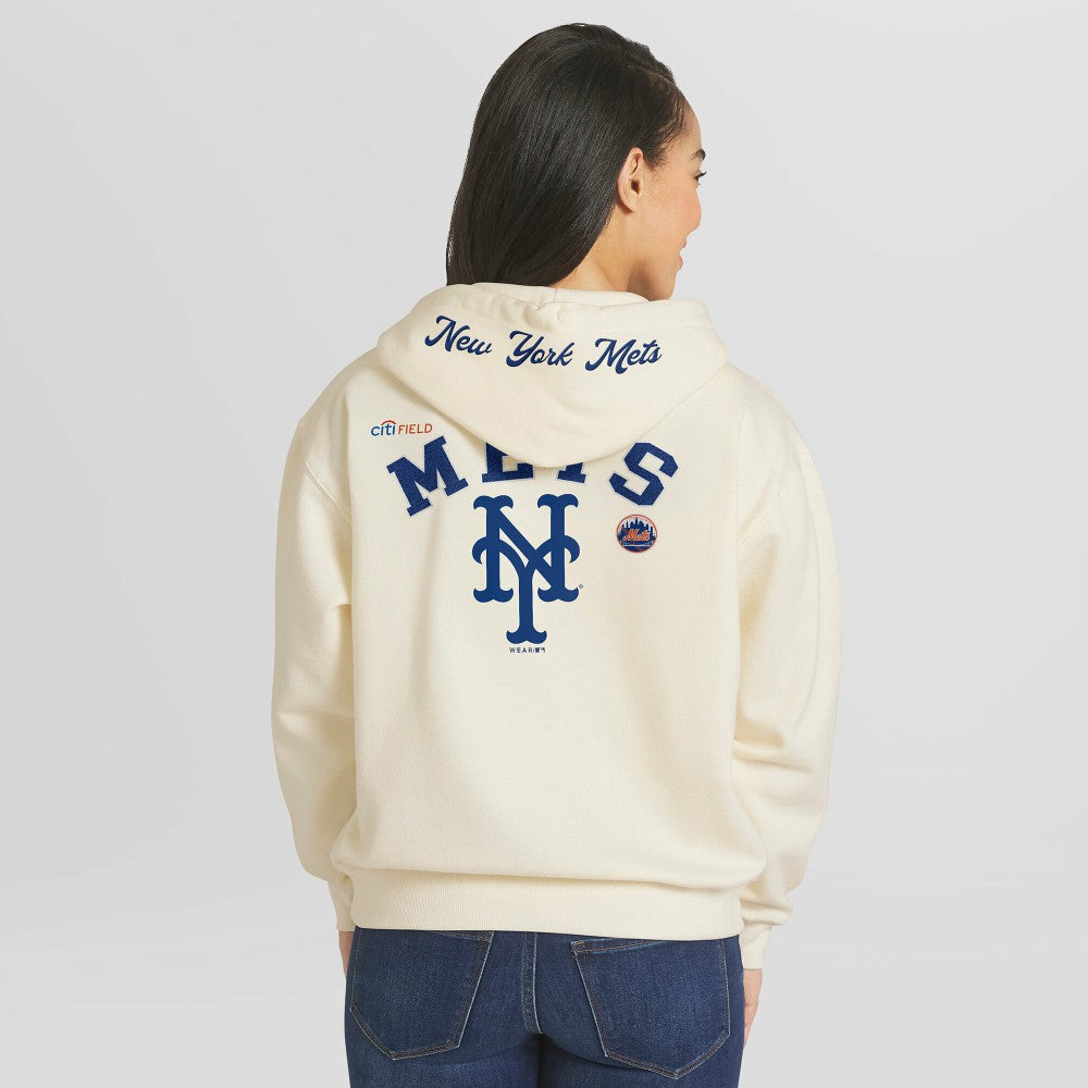 New York Mets WEAR by Erin Andrews Women's Full-Zip Hoodie Cream