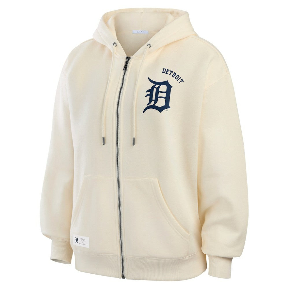 Detroit Tigers WEAR by Erin Andrews Women's Full-Zip Hoodie Cream
