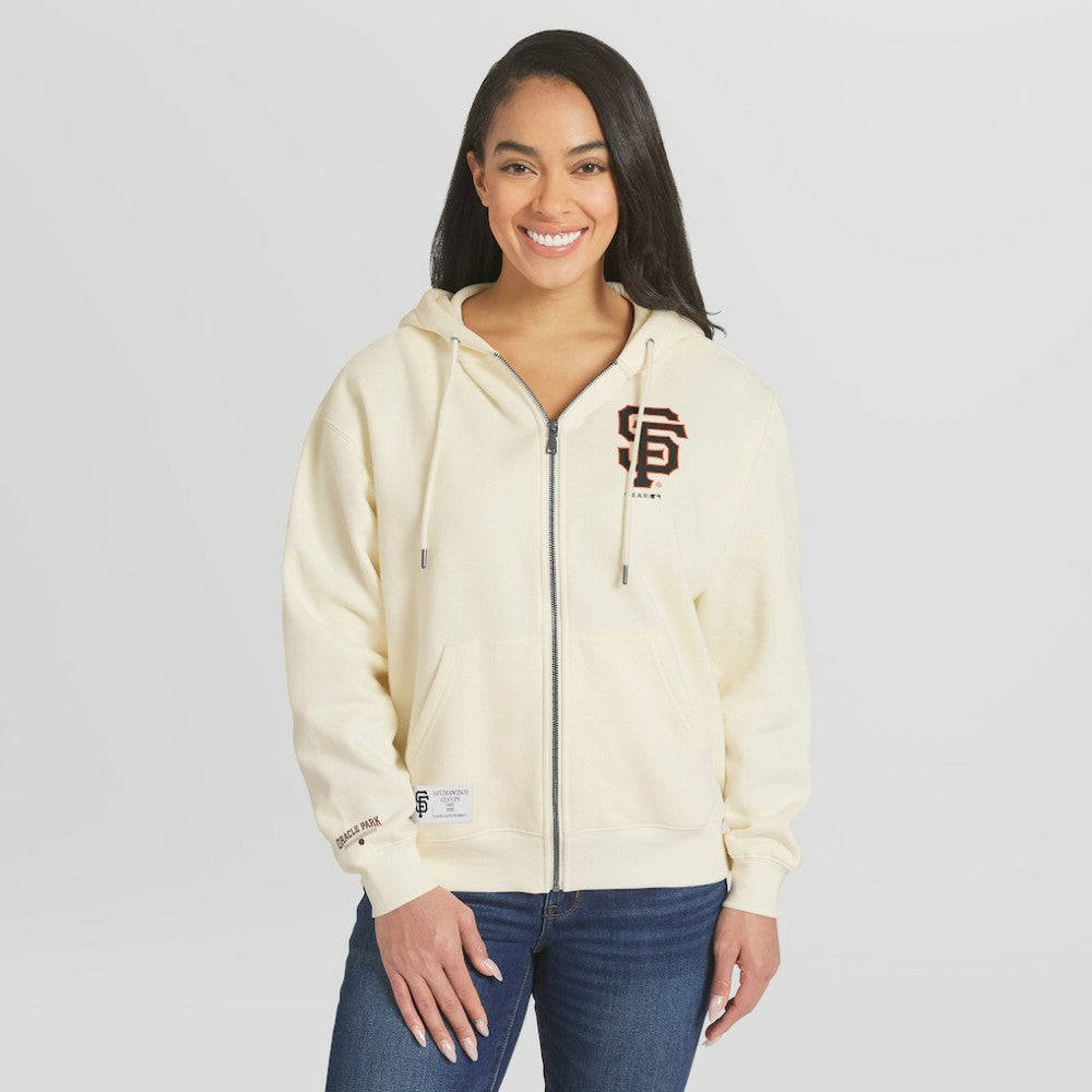 San Francisco Giants WEAR by Erin Andrews Women's Full-Zip Hoodie Cream